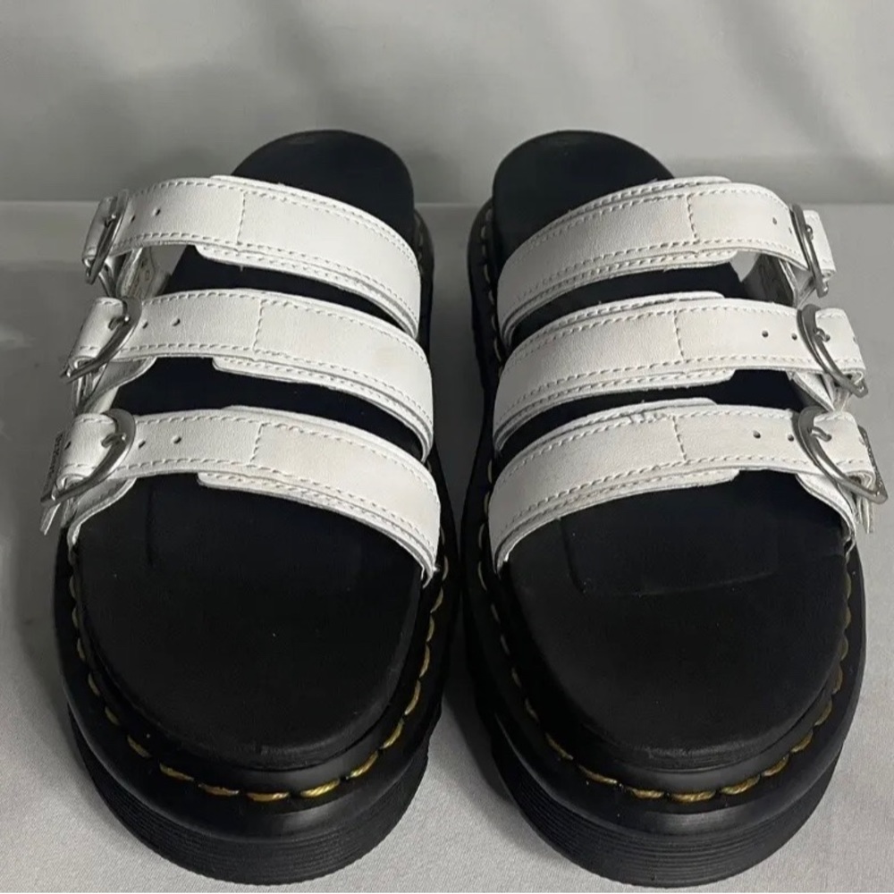 Dr Martens Blaire Slide Womens White 3 Strap Buckle Platform Sandals - Picture 2 of 5